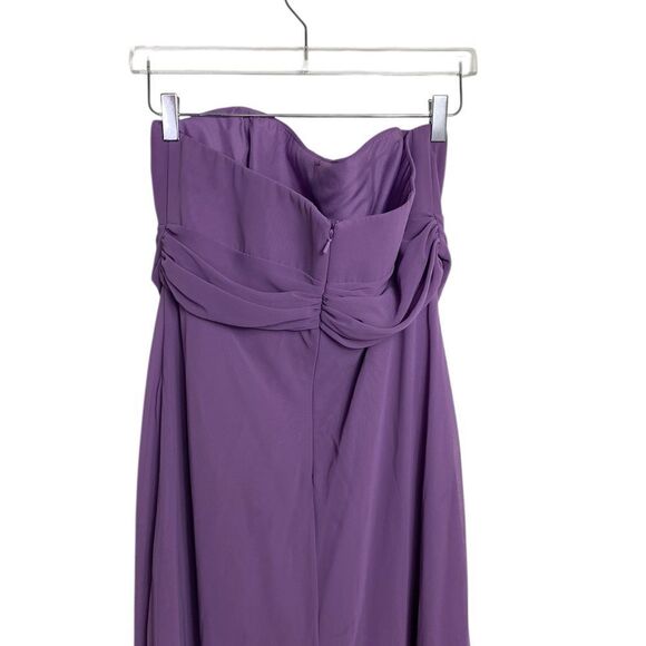Elegant David’s Bridal long strapless dress /gown chiffon flowing purple - Picture 4 of 12